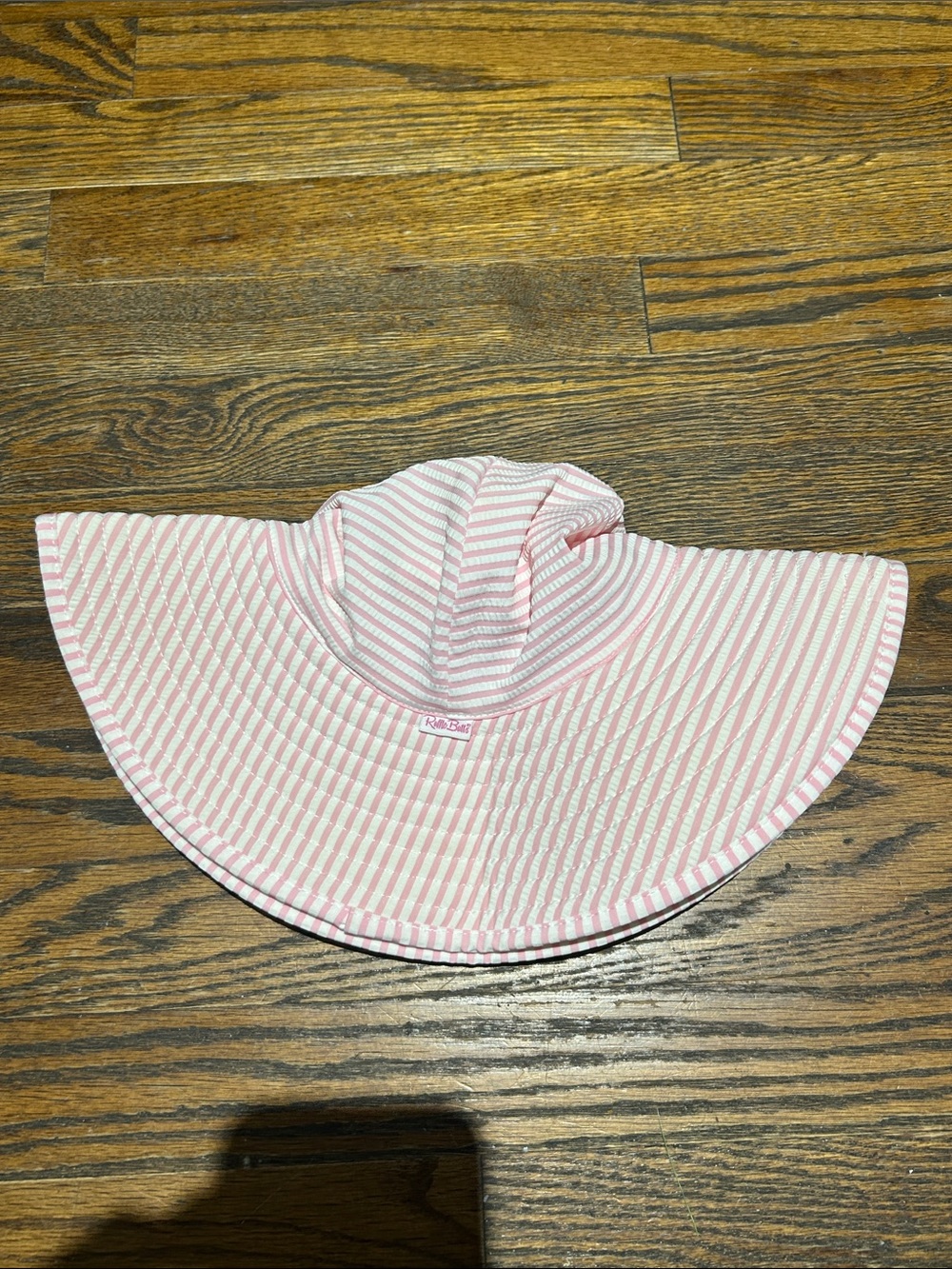 Ruffle Butt Beach Hat 6-10 Pink and White Striped Kids Sun Hat